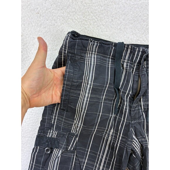 Nike Athletic Dept Plaid Cargo Shorts Men's Size Small Black Drawstring Button - Picture 3 of 12